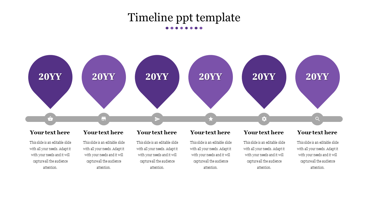 Free - Best Timeline PPT Template With Purple Color Slide